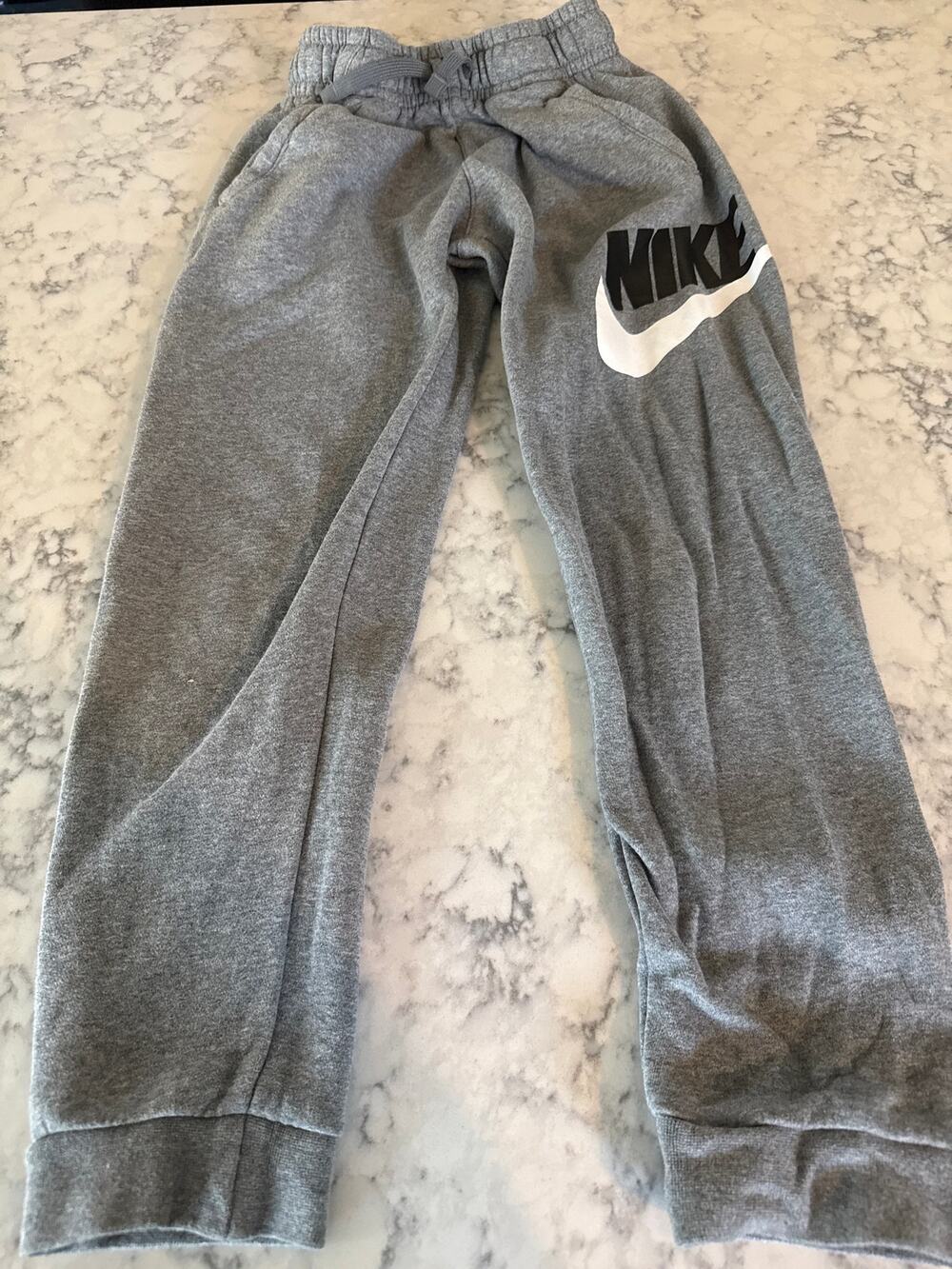Nike Youth Fleece Jogger Sweatpants Gray Black White Big Logo Size Medium